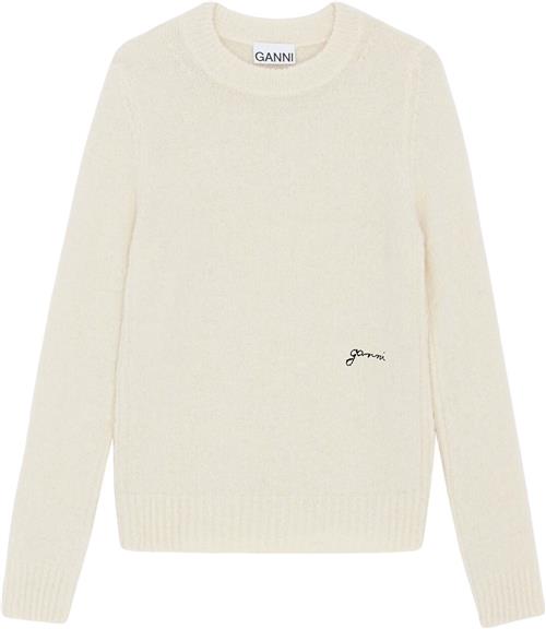 Ganni Brushed Alpaca Oneck Kvinde Egret Sweaters Str M - hos Magasin