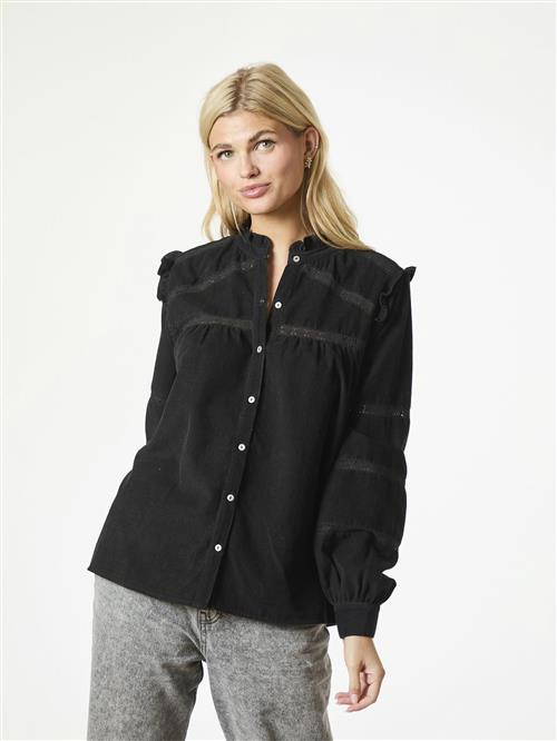 Neo Noir Isala Corduroy Shirt Kvinde Black Langærmede Bluser Str 38 - hos Magasin