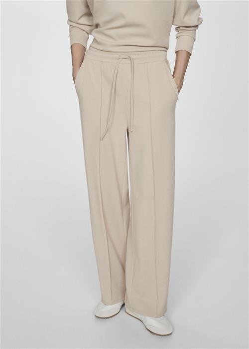 Se MANGO Seamdetail Straight-fit Trousers Kvinde Light Beige Bukser Str S - hos Magasin ved Magasin