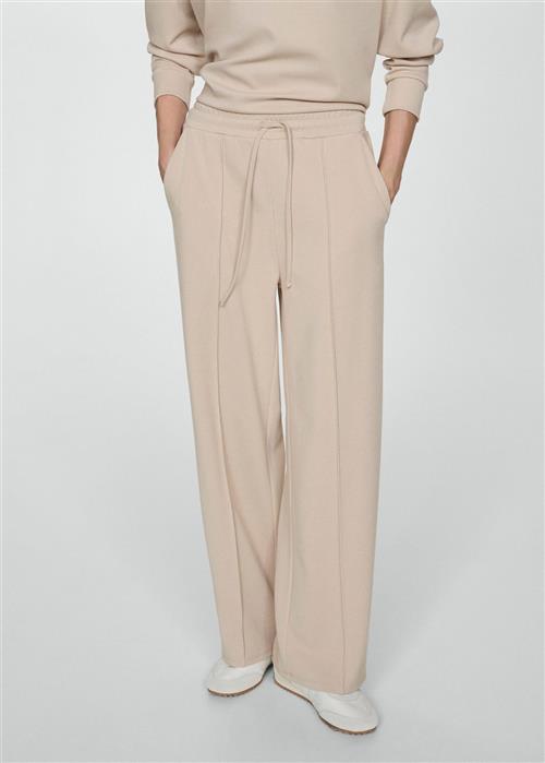 MANGO Seamdetail Straight-fit Trousers Kvinde Light Beige Bukser Str M - hos Magasin