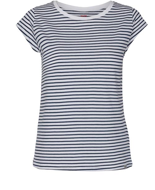 Mads Nørgaard - Copenhagen Organic Favorite Stripe Teasy Kvinde White/navy Kortærmede T-shirts Str L - Bomuld hos Magasin