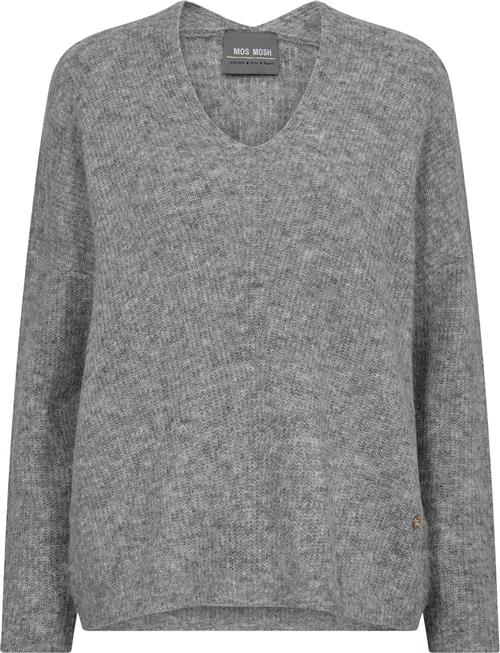 Mos Mosh Mmthora Vneck Knit Kvinde Grey Melange Sweaters Str L - hos Magasin