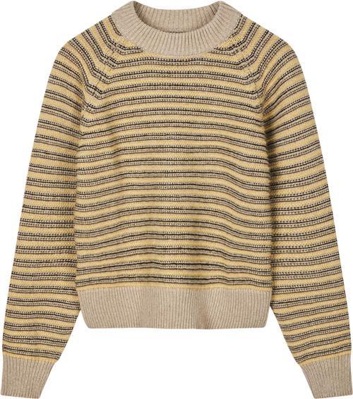 Mads Nørgaard - Copenhagen Stripey Martha Sweater Kvinde Gul Og Sand Med Striber Sweaters Str M - hos Magasin