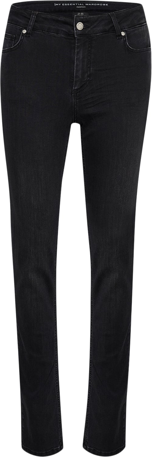 My Essential Wardrobe 33 THE Celina 100 High Straight Y Kvinde Black Wash Skinny Jeans Straight Fit Str 33/32 - hos Magasin