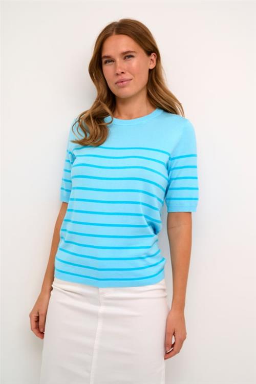 Kaffe Kalizza Narrow Striped Pullover Kvinde Light Blue / Turquoise Stripe Sweaters Str S - hos Magasin