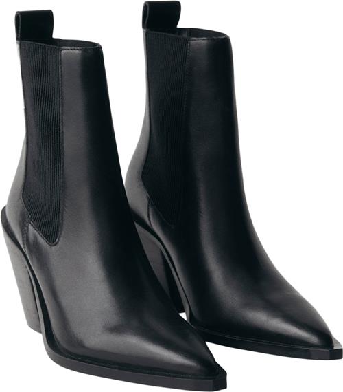 Se MANGO Leather Pointed Ankle Boots Kvinde Black Snøresko Str 36 - Læder hos Magasin ved Magasin