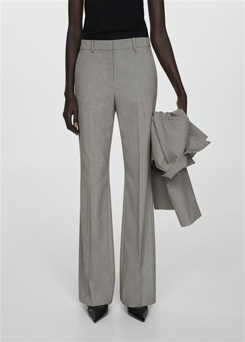 MANGO Highwaist Flared Trousers Kvinde Lt Pastel Grey Bukser Str 46 - hos Magasin