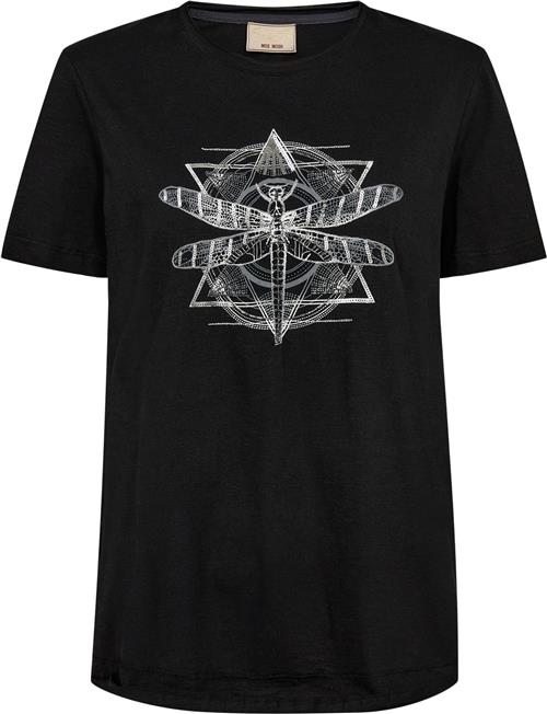 Mos Mosh Mmgull OSS Deco Tee Kvinde Black Kortærmede T-shirts Str L - hos Magasin