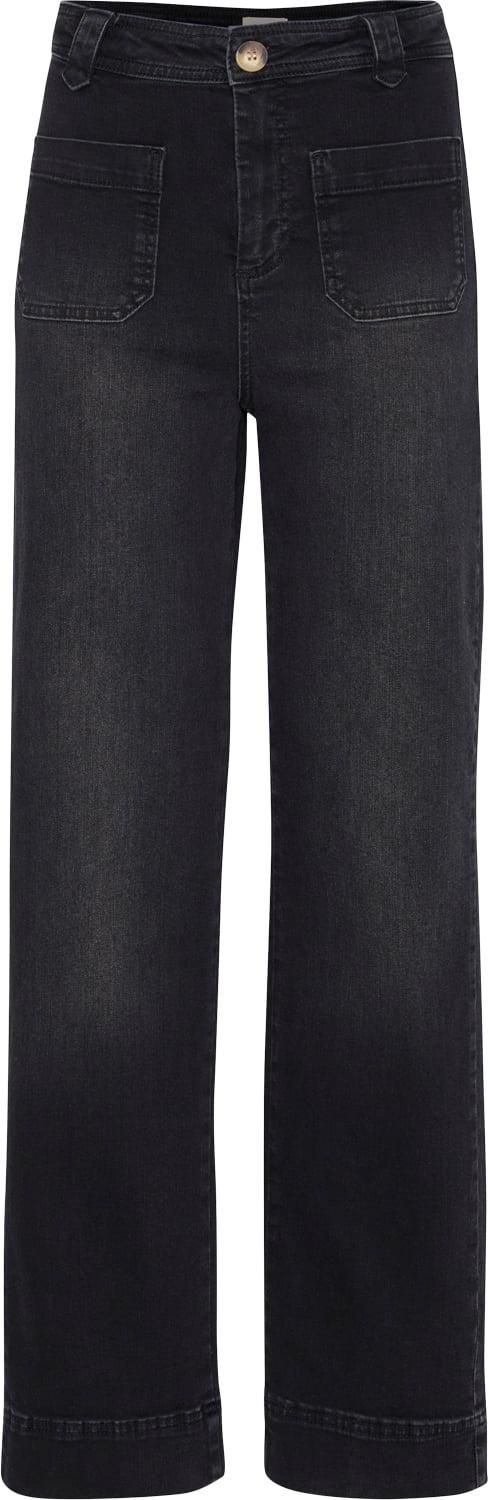 Atelier Rêve Ireloi PA Kvinde Black Washed Denim Straight Jeans Regular Fit Str 40 - hos Magasin