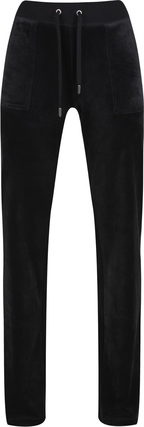 Juicy Couture Del Ray Classic Velour Pant Pocket Design Kvinde Black Bukser Med Lige Ben Str M Velour - hos Magasin