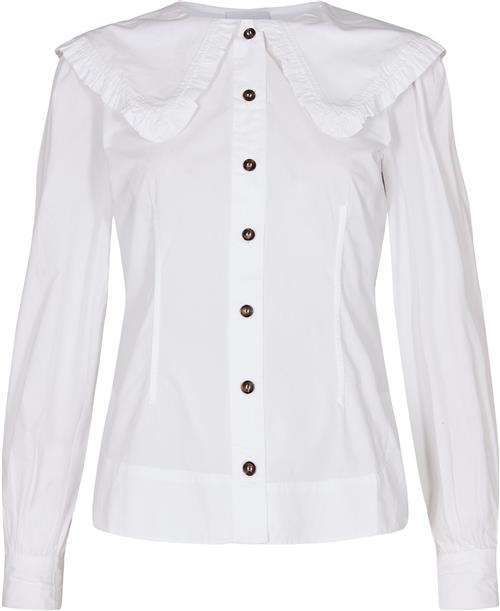 Ganni Fitted Shirt Kvinde Bright White Langærmede Skjorter Str 40 - hos Magasin