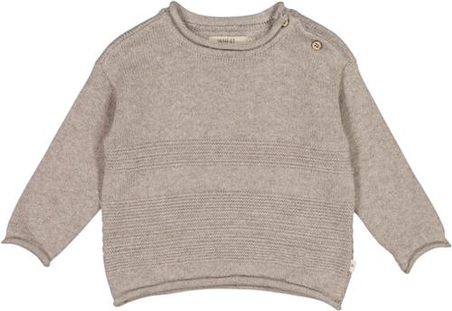 Se Wheat Strik Pullover Gunnar Str 80/12m - Warm Grey Melange Strik Bomuld hos Magasin ved Magasin