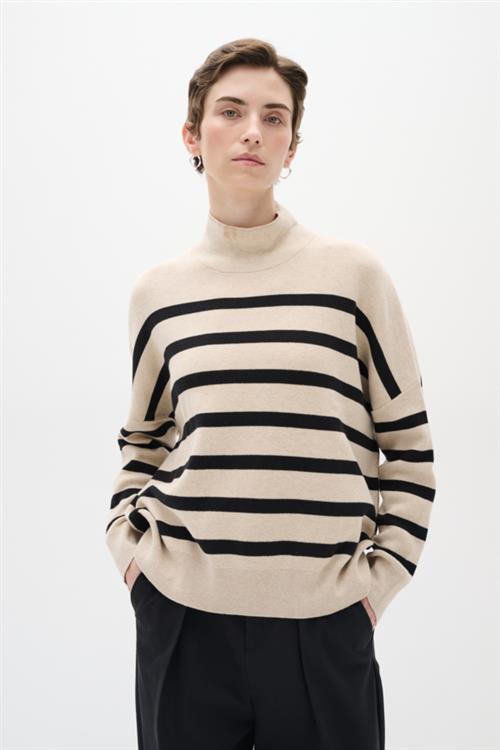 InWear Tenleyiw Turtleneck Pullover Kvinde Sandstone / Black Sweaters Str L - hos Magasin