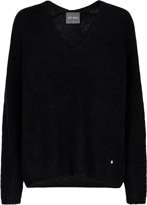 Mos Mosh Mmthora Vneck Knit Kvinde Black Sweaters Str L - hos Magasin