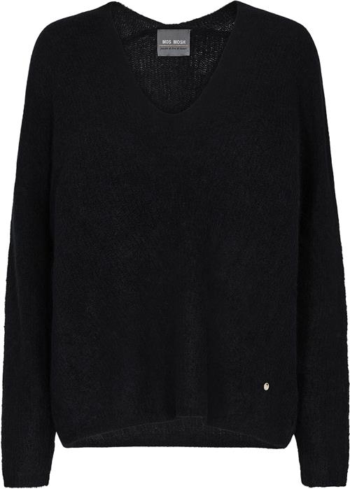 Mos Mosh Mmthora Vneck Knit Kvinde Black Sweaters Str XL - hos Magasin