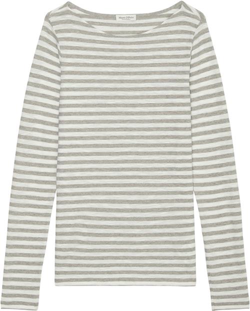 Marc O’Polo Tshirt, Long Sleeve, Boat Neck, st Kvinde Multi/ Soft Stone Melange Langærmede T-shirts Str XL - hos Magasin