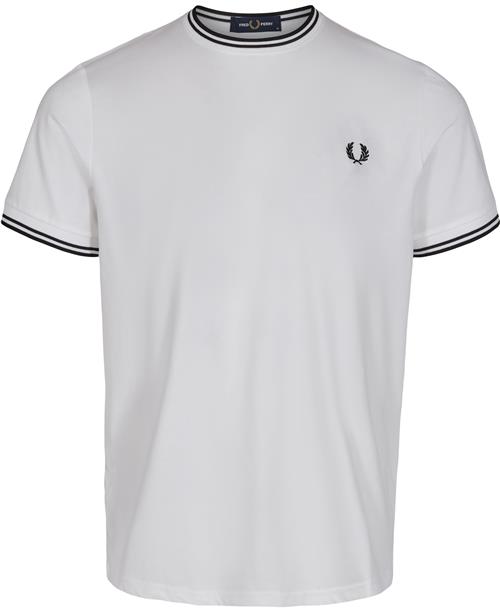 Fred Perry M1588 Core Mand White Kortærmede T-shirts Str M - Bomuld hos Magasin