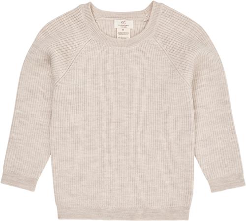 Copenhagen Colors Merino Classic RIB Blouse Kvinde Pale Cream Melan Sweaters Str 98 Merino - hos Magasin