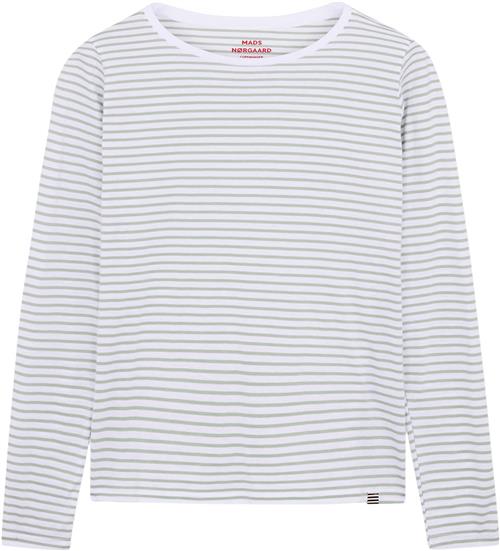 Mads Nørgaard - Copenhagen Organic Jersey Stripe Tenna Tee FAV Kvinde Brilliant White/jadeite Langærmede T-shirts Str S - hos Magasin