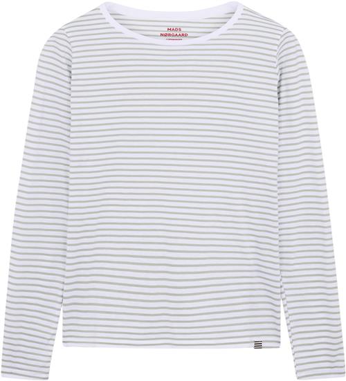 Mads Nørgaard - Copenhagen Organic Jersey Stripe Tenna Tee FAV Kvinde Brilliant White/jadeite Langærmede T-shirts Str M - hos Magasin