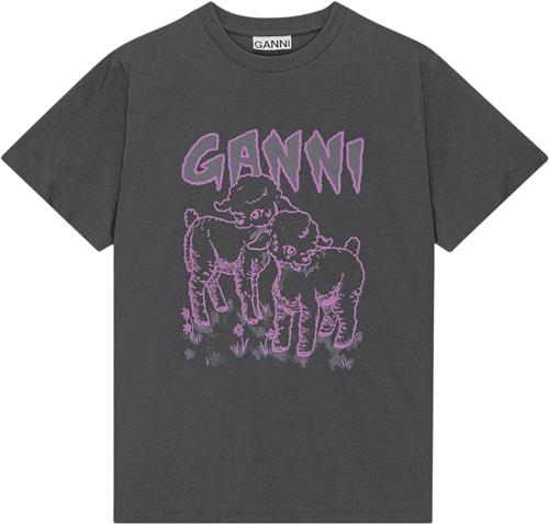 Ganni Basic Jersey Lambs Relaxed Tshirt Kvinde Volcanic Ash Kortærmede T-shirts Str S - hos Magasin