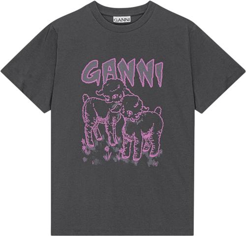 Ganni Basic Jersey Lambs Relaxed Tshirt Kvinde Volcanic Ash Kortærmede T-shirts Str XXL - hos Magasin