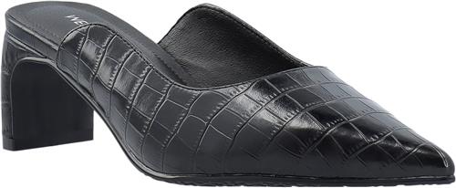 Se Bianco Rowe Heel Cutline Mule #C Kvinde Black Croco Mules Str 38 - hos Magasin ved Magasin