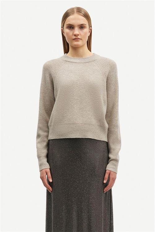 Samsøe Samsøe Sazlata Sweater 15353 Kvinde Khaki Mel. Sweaters Str L - hos Magasin