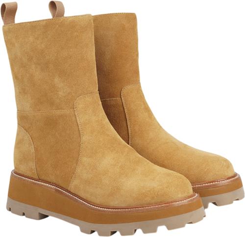 Lovelies Ushba Calf Suede Boots With ZIP & Shearling Kvinde Light Camel Vinterstøvler Str 37 - Læder hos Magasin