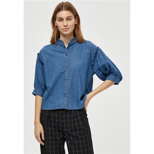 Se Minus Laki Shirt Kvinde Dark Denim Langærmede Skjorter Str 42 - Denim hos Magasin ved Magasin