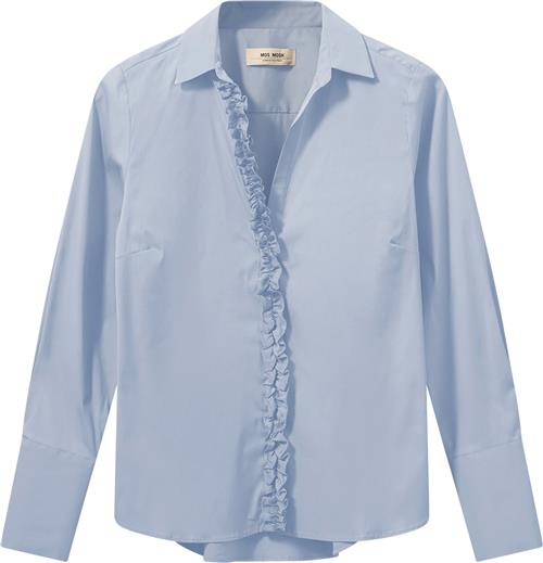 Mos Mosh Mmsybel Satin Shirt Kvinde Light Blue Langærmede Skjorter Str S - hos Magasin