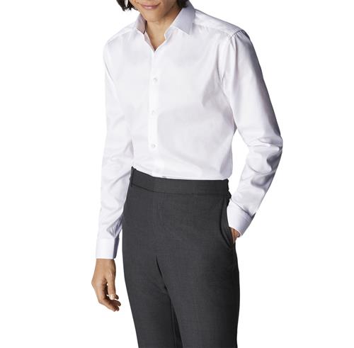 ETON White Signature Twill Shirt Super Slim FIT Mand Hvid Langærmede Skjorter Str 44 - Uld hos Magasin