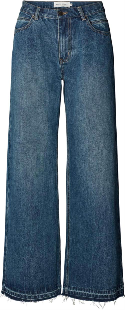 Rabens Saloner Denim Pant Ini Kvinde Washed Indigo Wide Jeans Str 31 Denim - hos Magasin