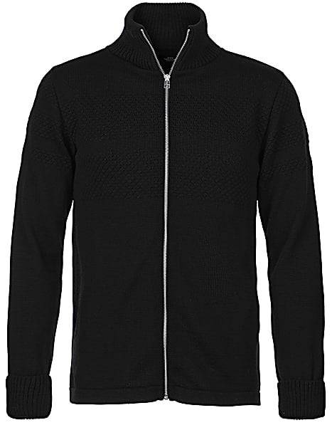 Mads Nørgaard - Copenhagen 100 Wool Klemens Zip Cardigan Mand Sort Sweaters Str S - Uld hos Magasin