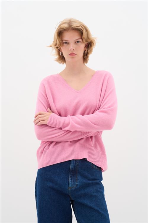 InWear Lukka Vneck Pullover Premium Kvinde Cashmere Rose Sweaters Relaxed Fit Str XS/S - hos Magasin