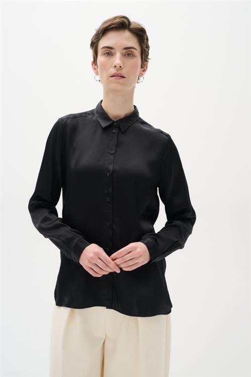 InWear Leonore Shirt Premium 100 Silk Kvinde Black Langærmede Skjorter Relaxed Fit Str 40 - hos Magasin