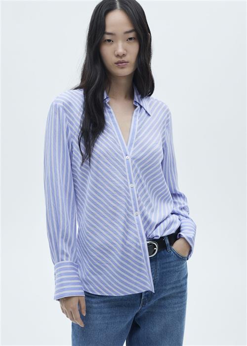 MANGO Striped Flowy Shirt Kvinde Lt-pastel Blue Skjorter Str S - hos Magasin