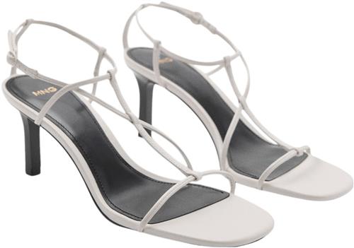 Se MANGO Crisscross Straps Sandals Kvinde White Højhælede Sandaler Str 40 - hos Magasin ved Magasin