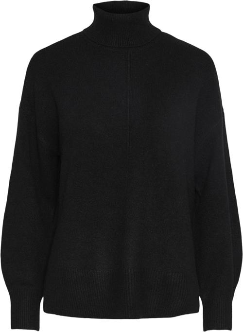 Se Pieces Pcmalou LS Rollneck Knit Noos BC Kvinde Sort Rullekraver Str XS - hos Magasin ved Magasin