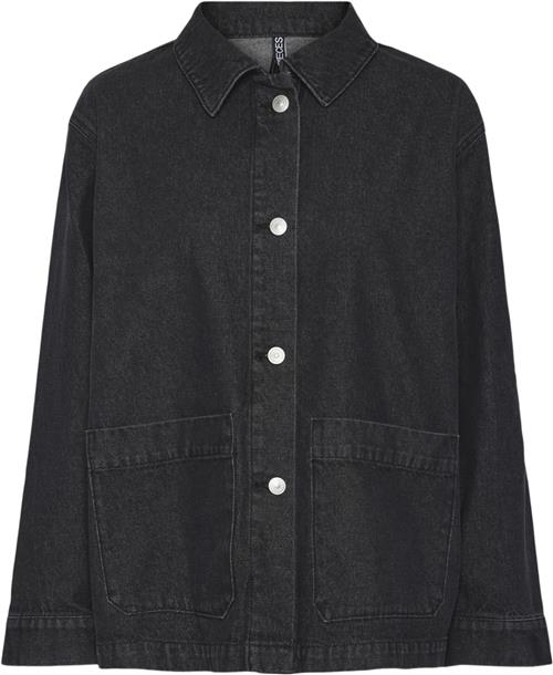 Se Pieces Pcchrissy LS Denim Loose Shirt PWP Kvinde Black Denim Skjorter Str L Denim - hos Magasin ved Magasin