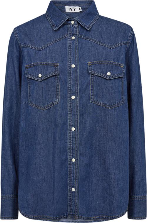 IVY Copenhagen Ivyora Shirt Dark Blue Kvinde Dark Blue Langærmede Skjorter Str 38 - hos Magasin