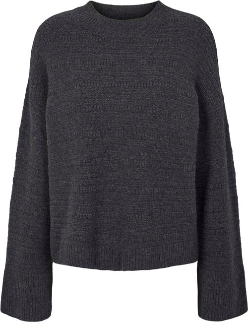 esmé studios Esiwona Pullover Knit Gots Kvinde Gray Melange Sweaters Str L - hos Magasin