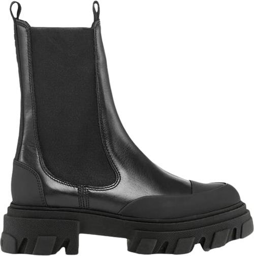 Ganni Cleated Mid Chelsea Boot Black Stit Kvinde Black Chelsea Boots Str 40 - Polyester hos Magasin