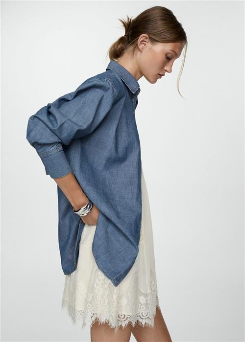 MANGO Pocket Denim Shirt Kvinde Open Blue Skjorter Str M Denim - hos Magasin