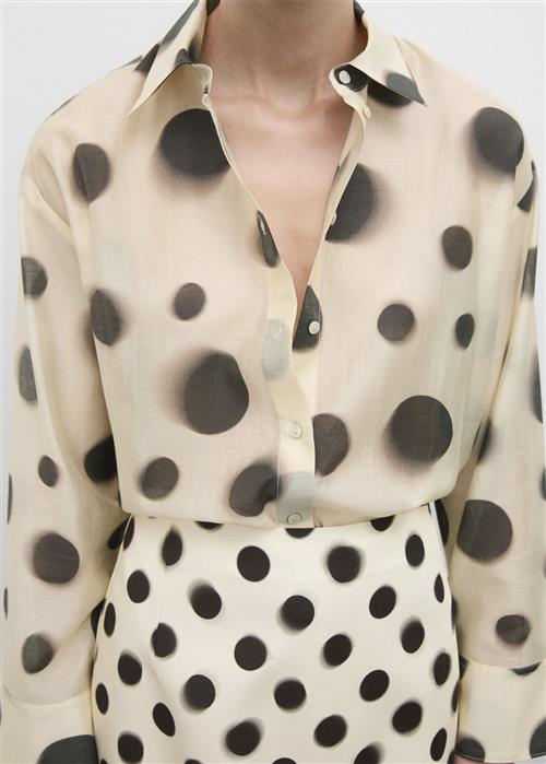 MANGO Polka dot Lyocell Shirt Kvinde Light Beige Skjorter Str L - hos Magasin