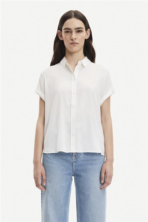 Samsøe Samsøe Majan ss Shirt 9942 Kvinde Clear Cream Kortærmede Skjorter Str XL - Viskose hos Magasin