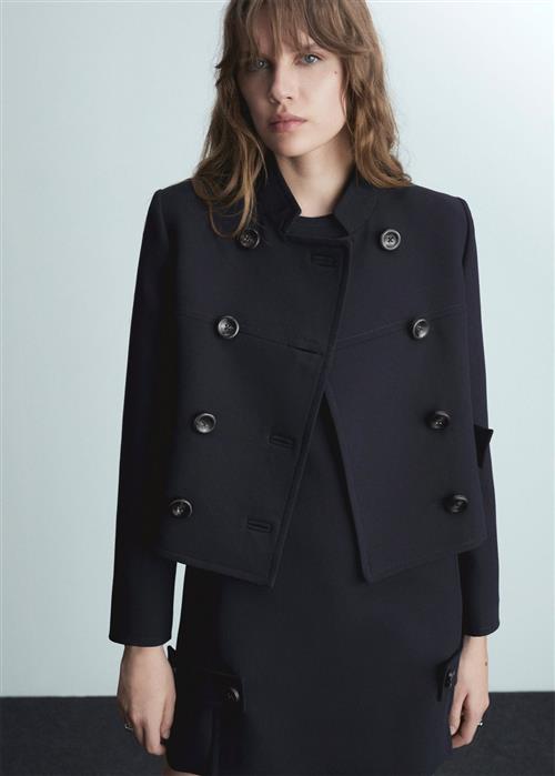 MANGO Doublebreasted Cropped Jacket Kvinde Navy Overgangsjakker Str L - hos Magasin