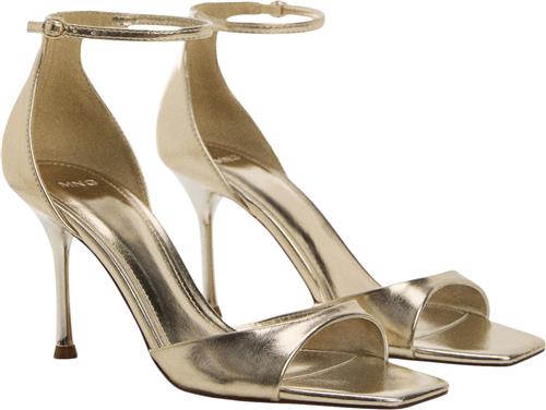 MANGO Metalliceffect Heeled Sandals Kvinde Gold Højhælede Sandaler Str 39 - hos Magasin