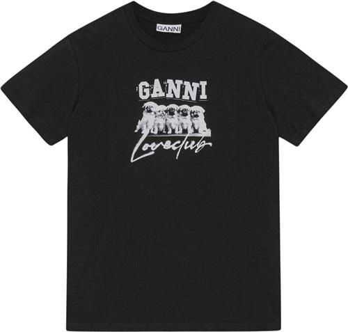 Se Ganni Thin Jersey Puppy Love Relaxed Tsh Kvinde Black Kortærmede T-shirts Str S - hos Magasin ved Magasin