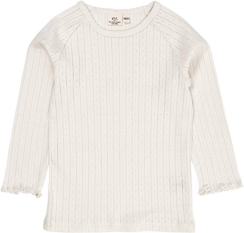 Copenhagen Colors Pointelle Junior LS TEE Str 122 - Cream Langærmede T-shirts hos Magasin